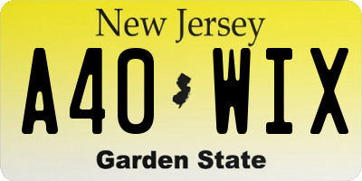 NJ license plate A40WIX