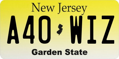 NJ license plate A40WIZ