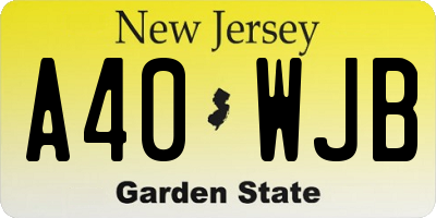 NJ license plate A40WJB