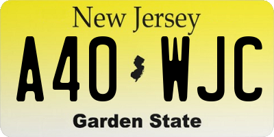 NJ license plate A40WJC