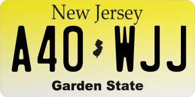 NJ license plate A40WJJ