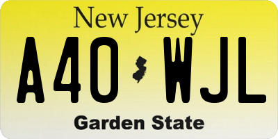 NJ license plate A40WJL