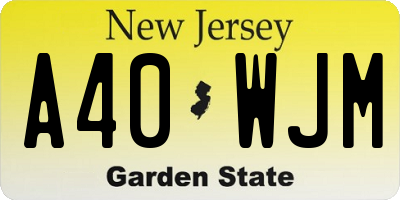 NJ license plate A40WJM