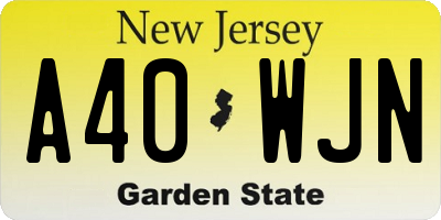 NJ license plate A40WJN