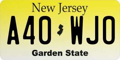 NJ license plate A40WJO