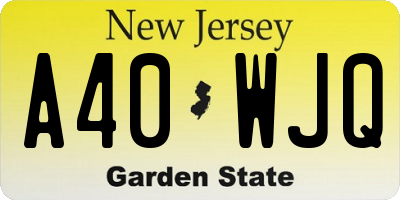 NJ license plate A40WJQ
