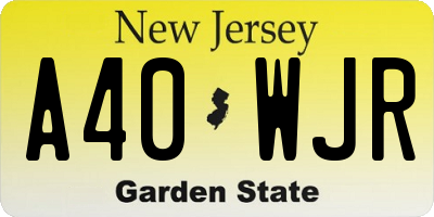 NJ license plate A40WJR