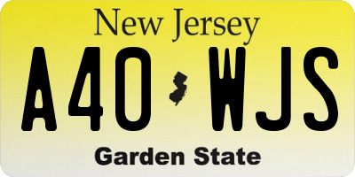 NJ license plate A40WJS