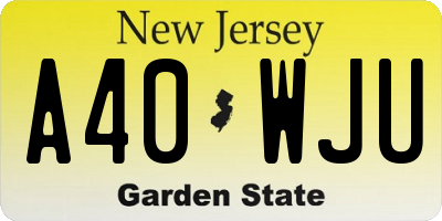 NJ license plate A40WJU