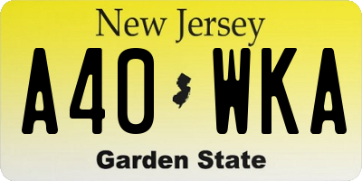 NJ license plate A40WKA
