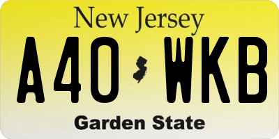 NJ license plate A40WKB