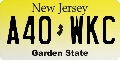 NJ license plate A40WKC