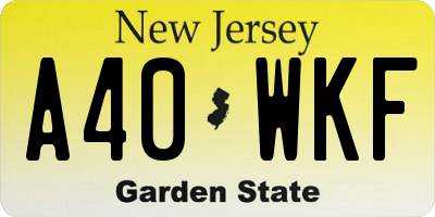 NJ license plate A40WKF