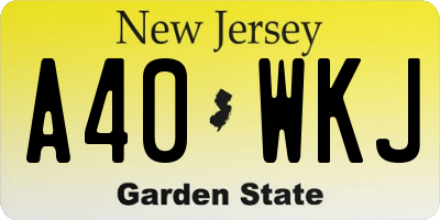 NJ license plate A40WKJ