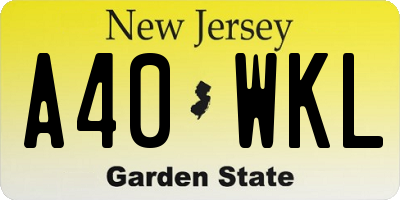 NJ license plate A40WKL