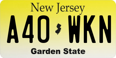 NJ license plate A40WKN