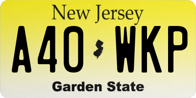 NJ license plate A40WKP