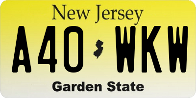 NJ license plate A40WKW