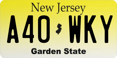 NJ license plate A40WKY
