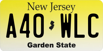 NJ license plate A40WLC