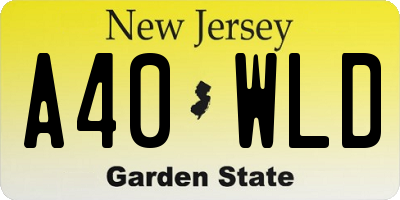 NJ license plate A40WLD