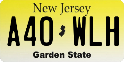 NJ license plate A40WLH