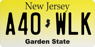 NJ license plate A40WLK
