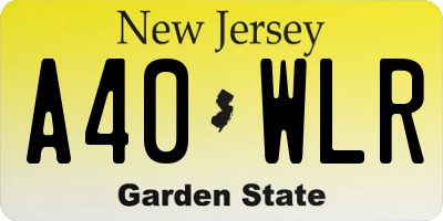 NJ license plate A40WLR