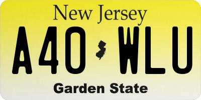 NJ license plate A40WLU