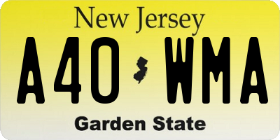 NJ license plate A40WMA