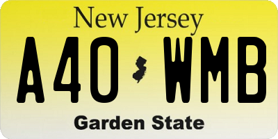 NJ license plate A40WMB