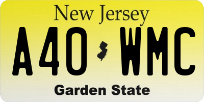 NJ license plate A40WMC