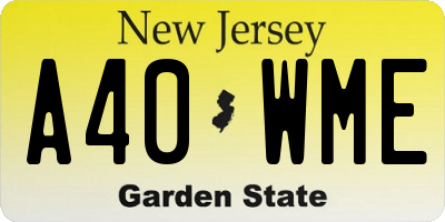 NJ license plate A40WME