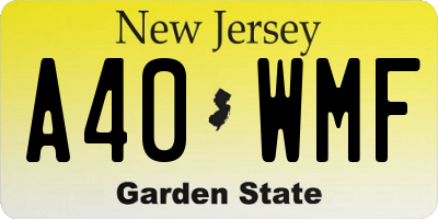 NJ license plate A40WMF