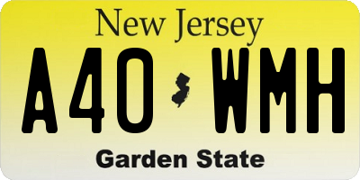 NJ license plate A40WMH