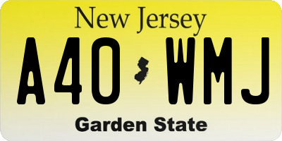 NJ license plate A40WMJ