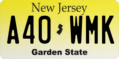 NJ license plate A40WMK