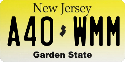 NJ license plate A40WMM