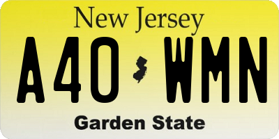 NJ license plate A40WMN