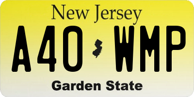 NJ license plate A40WMP