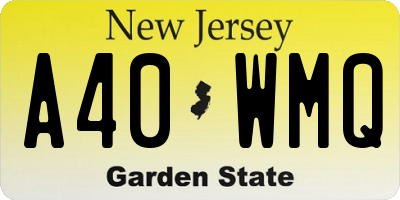 NJ license plate A40WMQ