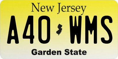 NJ license plate A40WMS