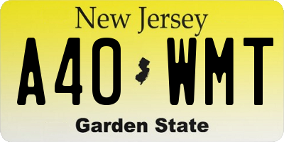 NJ license plate A40WMT