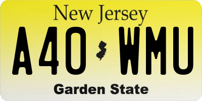 NJ license plate A40WMU