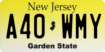 NJ license plate A40WMY