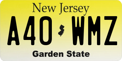 NJ license plate A40WMZ