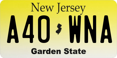 NJ license plate A40WNA