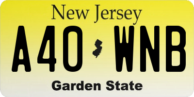 NJ license plate A40WNB