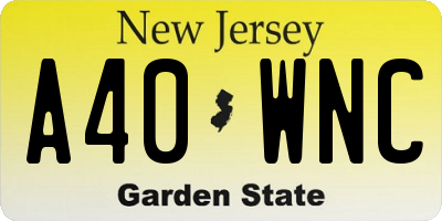 NJ license plate A40WNC