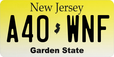 NJ license plate A40WNF